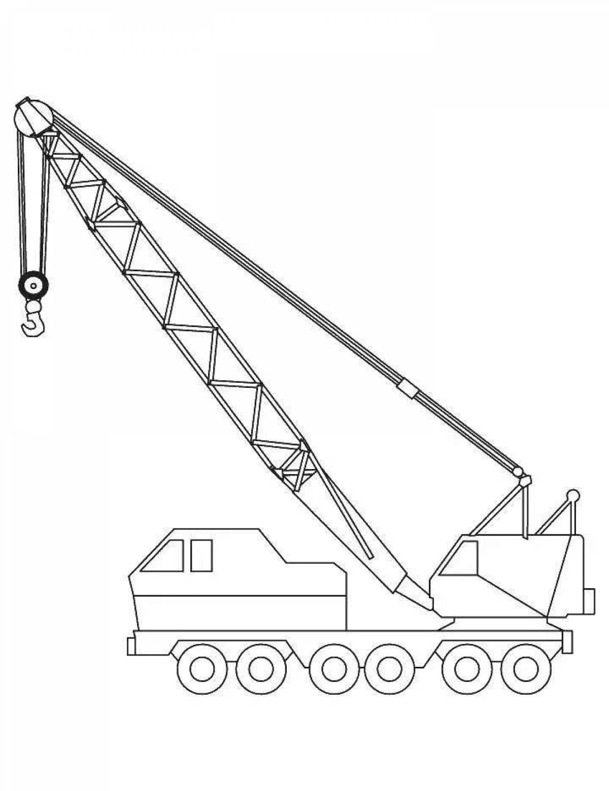 Impressive construction crane coloring page
