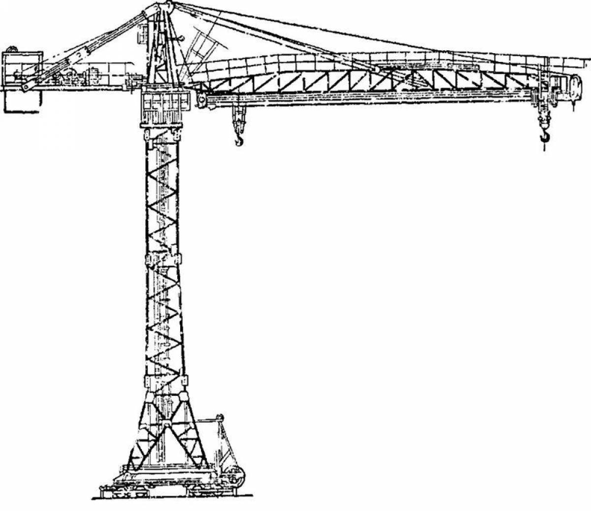 Bright construction crane coloring page