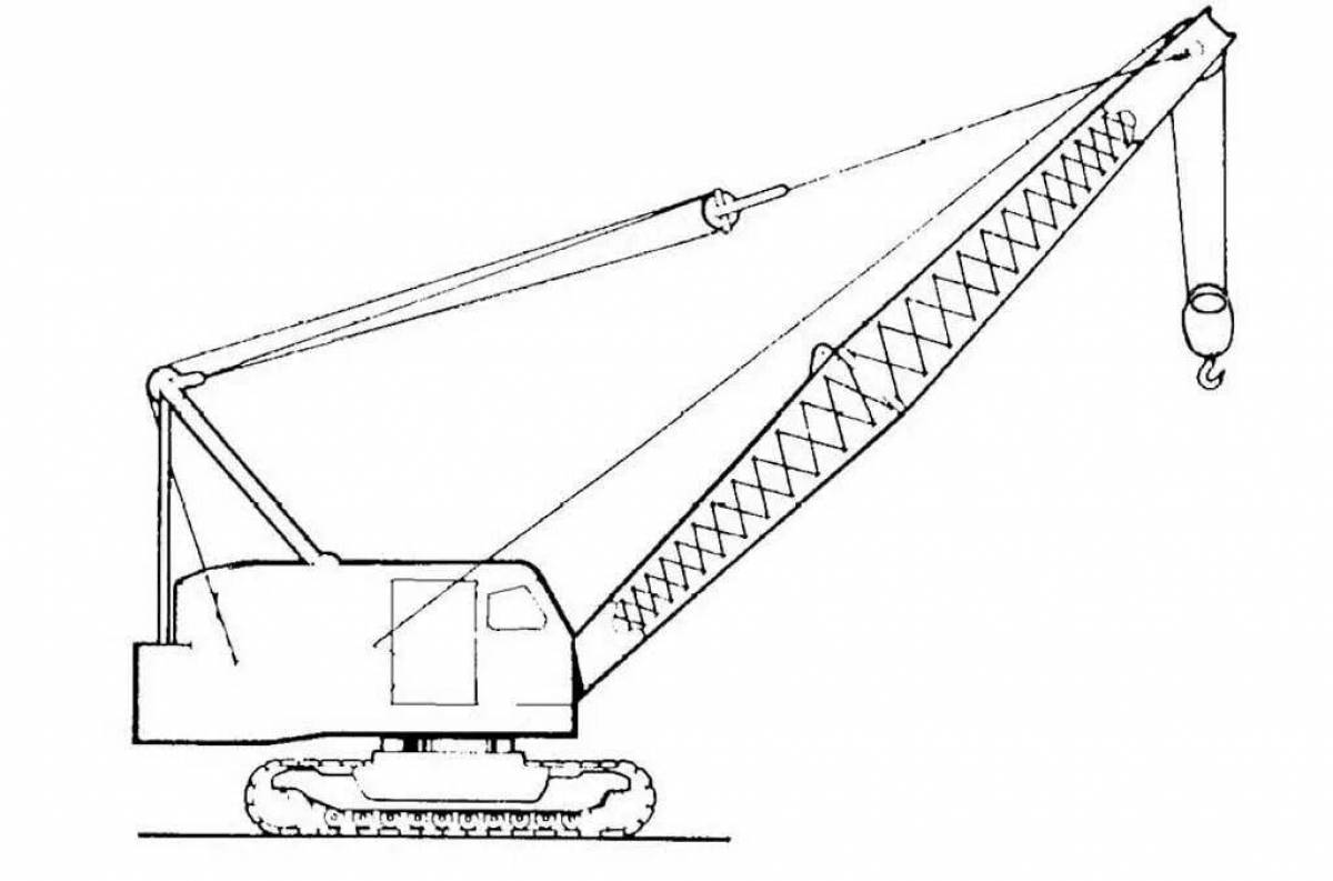 Construction crane coloring page with rich colors