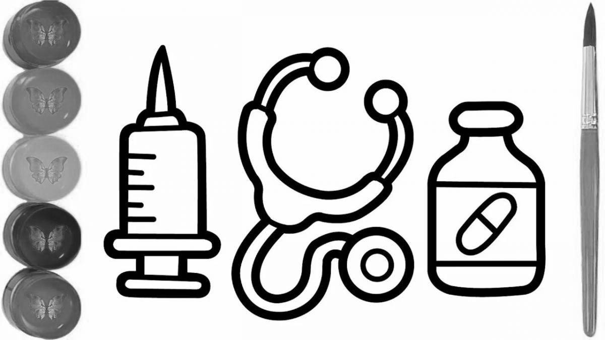 Фото Color-dynamic doctor's set coloring page