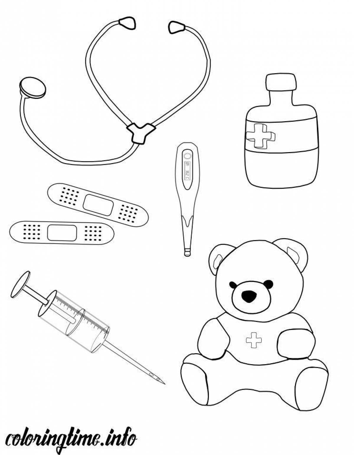 Фото Color-luminous doctor's set coloring page