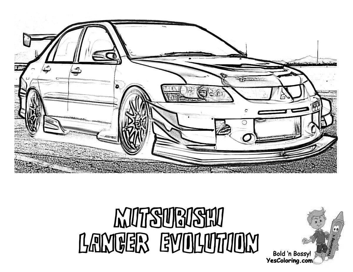 Mitsubishi lancer bright coloring page