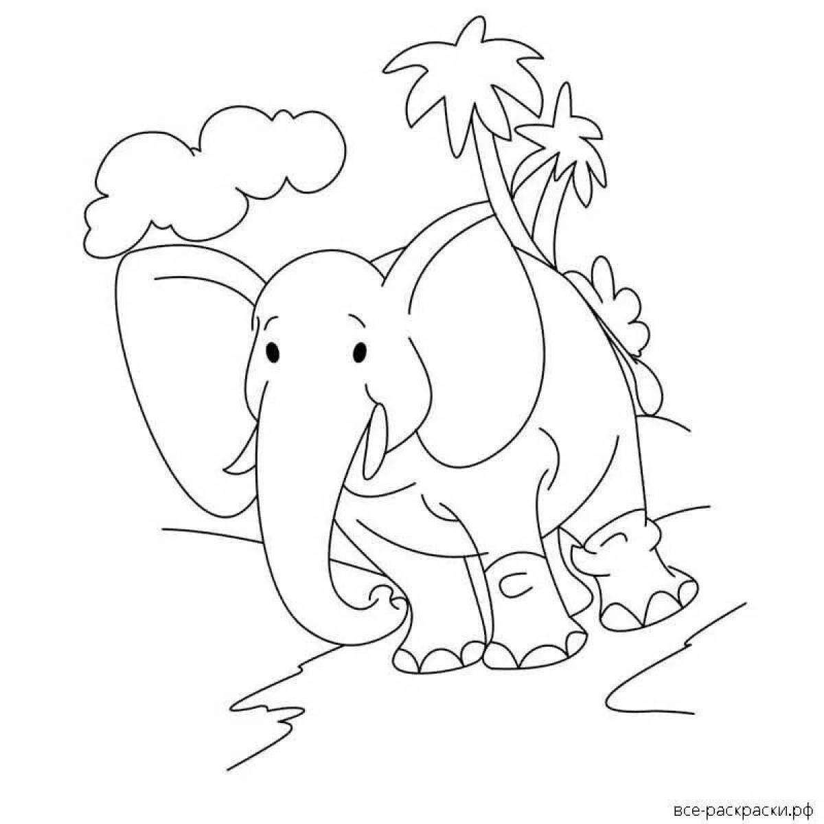 Фото Раскраска игривый зеленый слон
