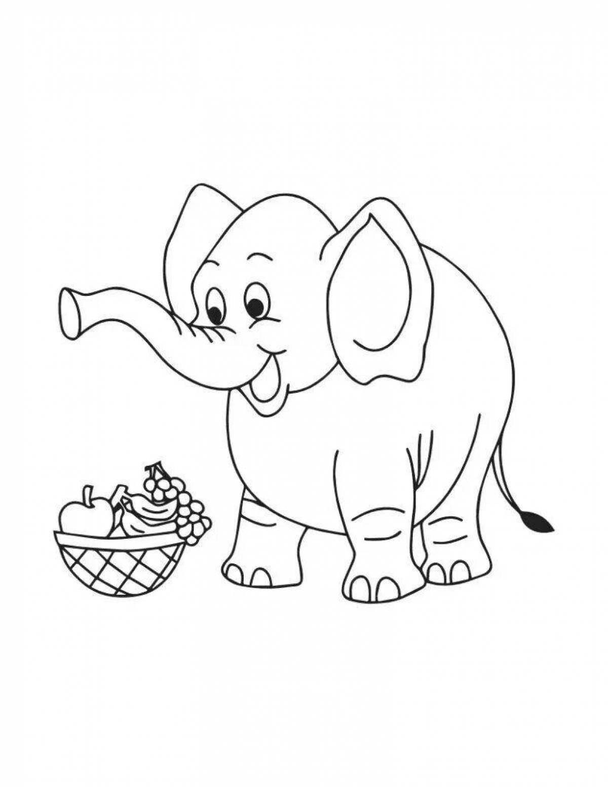 Анимированная страница раскраски зеленого слона