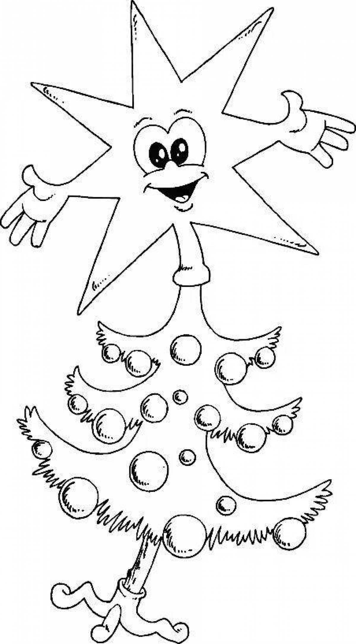 Glowing Christmas star coloring page