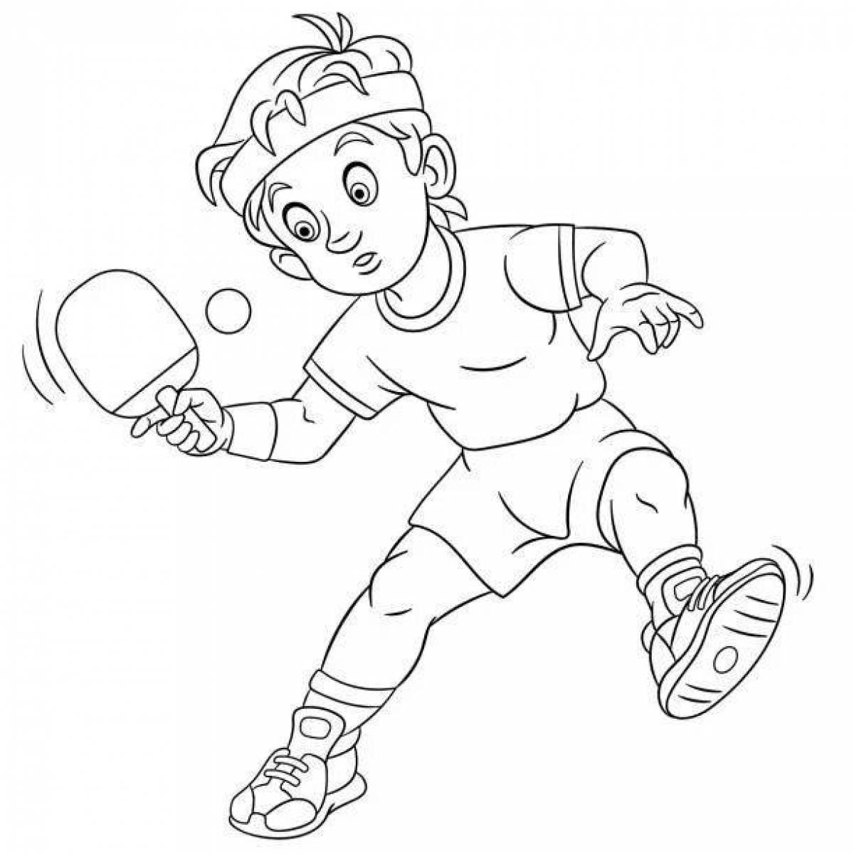 An animated table tennis coloring page