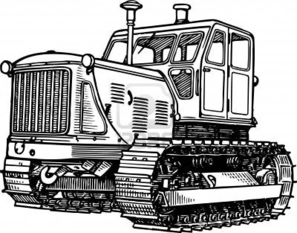 Animated crawler tractor coloring page
