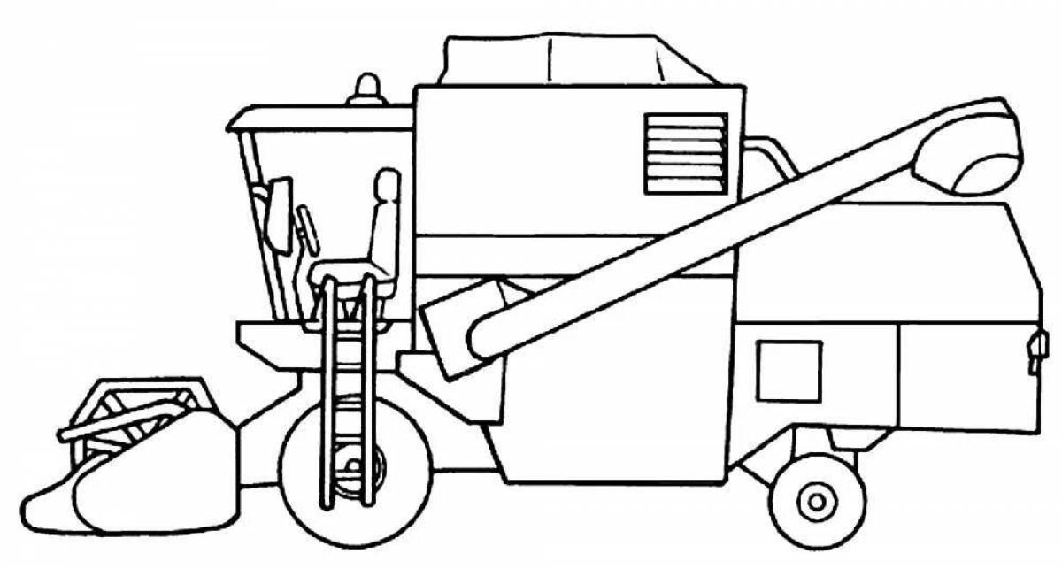Colorful bright harvester coloring page