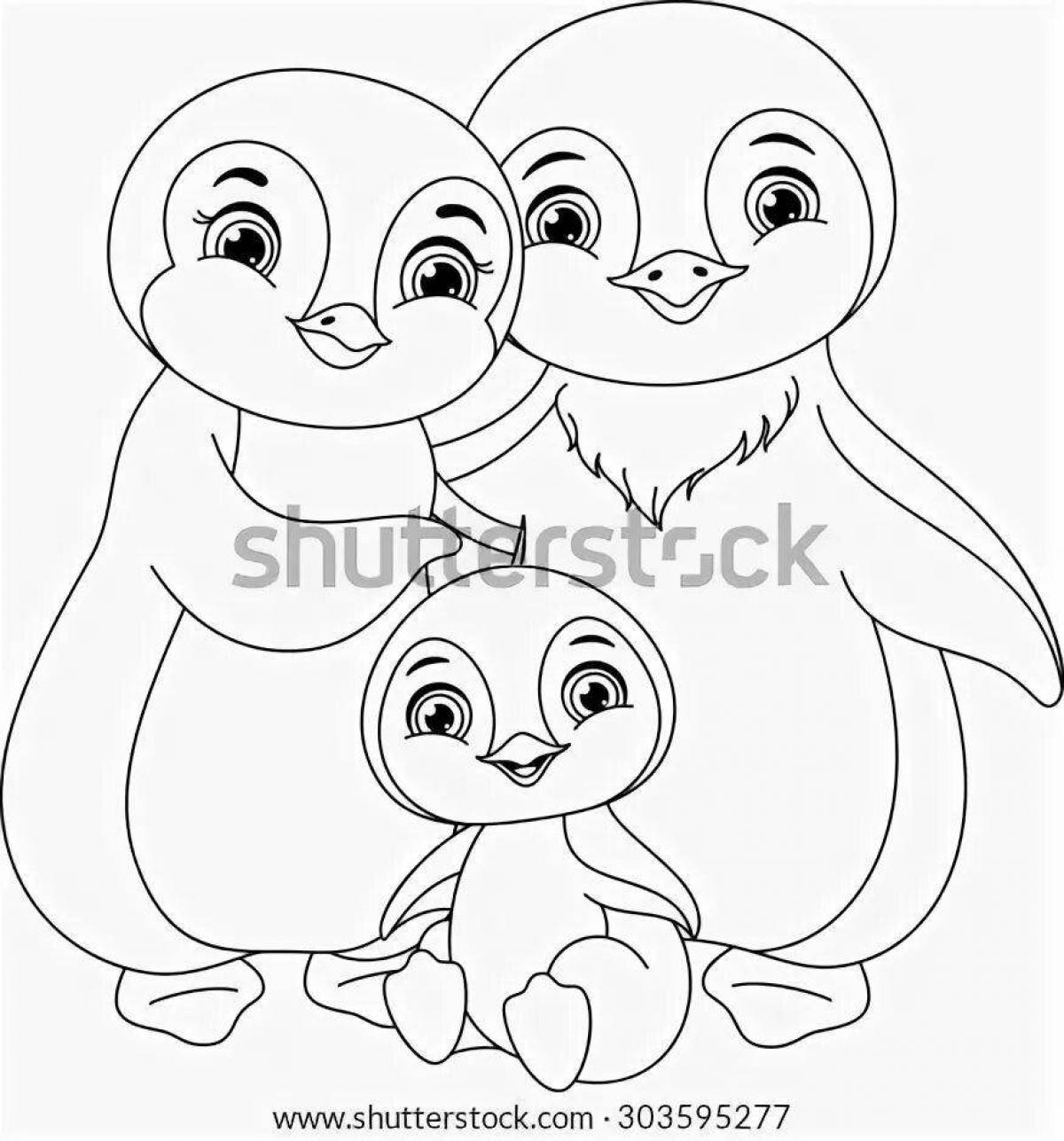 Семья пингвинов раскраска