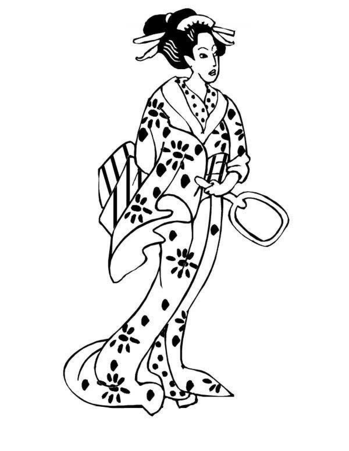Японское кимоно раскраска