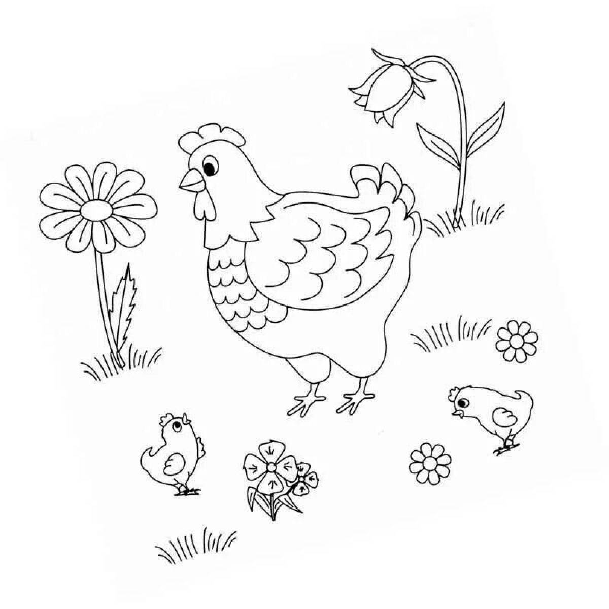 Раскраска Курочка с цыплятами - распечатать бесплатно