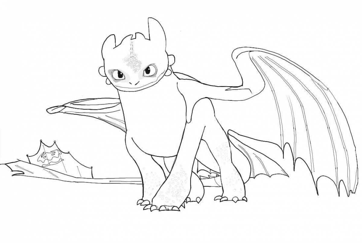 Brightly colored toothless and fury coloring book