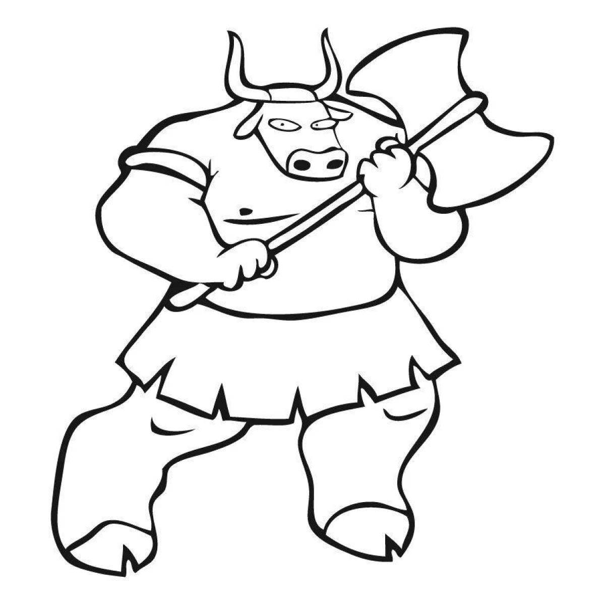 Coloring book magnanimous theseus and the minotaur