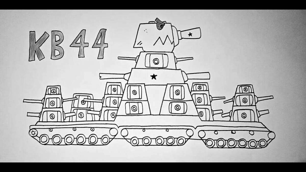 Игривая страница раскраски танка karl 44
