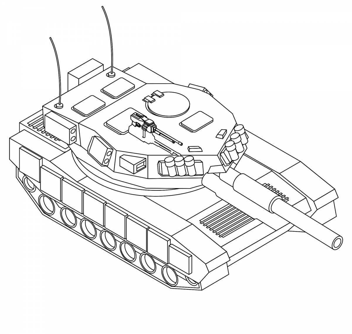 Cute tank by numbers coloring book