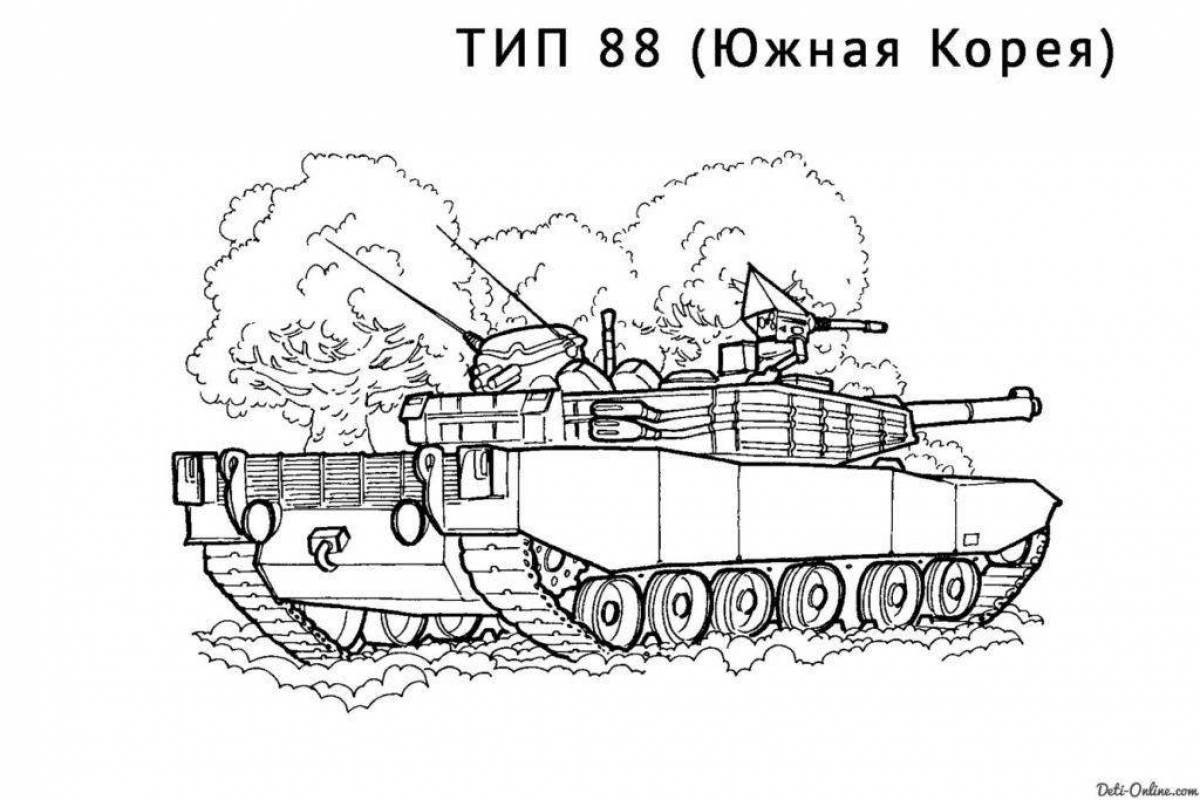 Раскраска интригующий танк по номерам