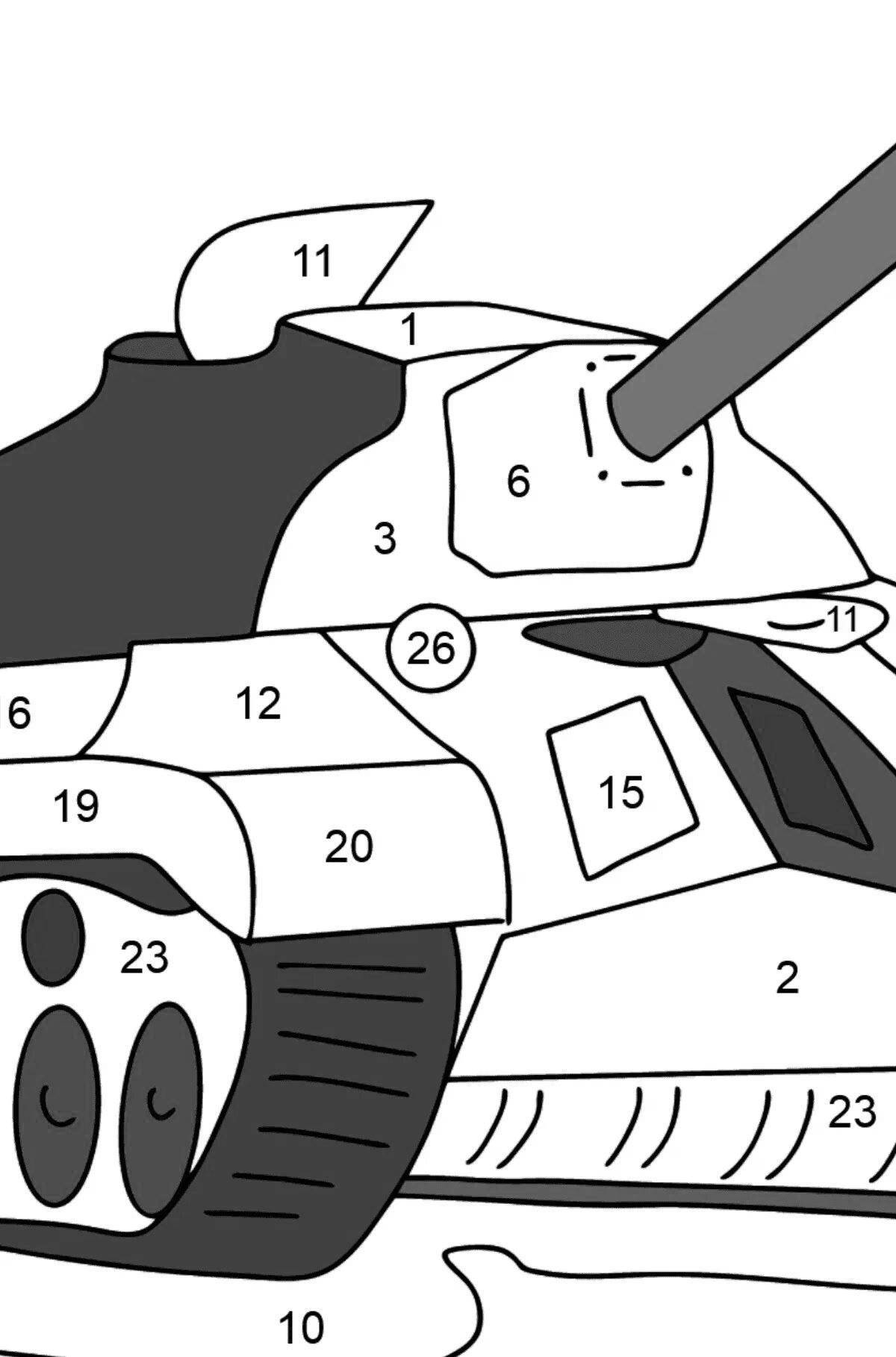 Charming tank by numbers coloring