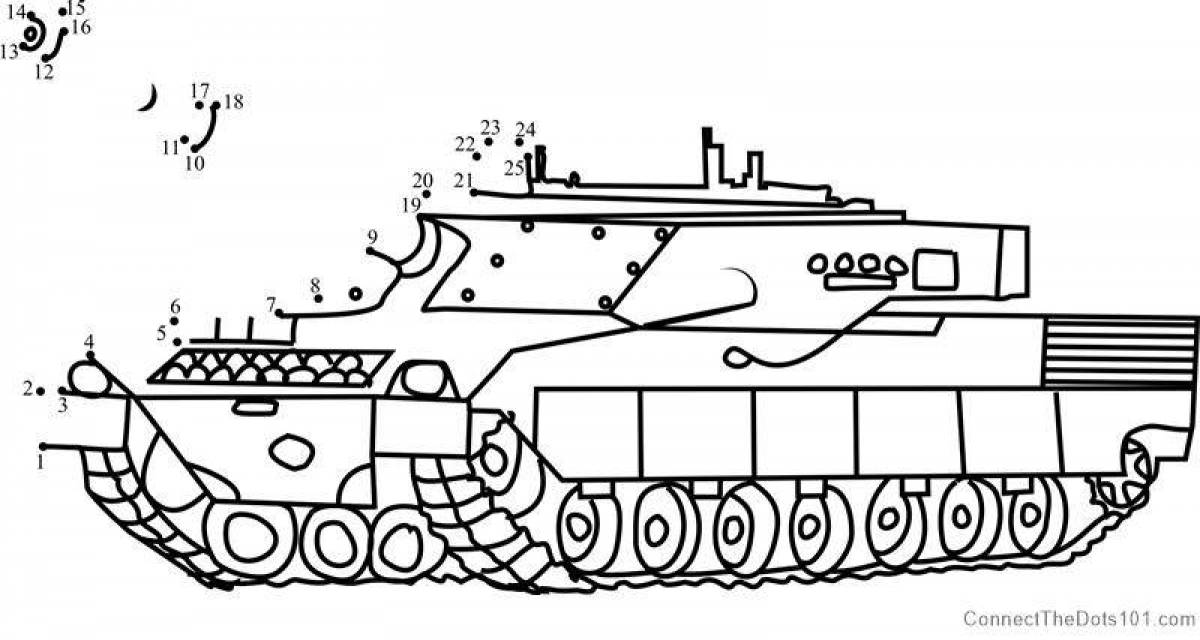 Раскраска привлекательный танк по номерам