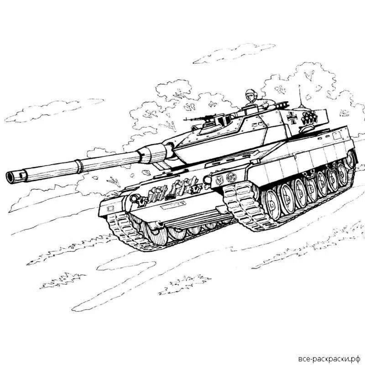 Раскраска впечатляющий танк по номерам