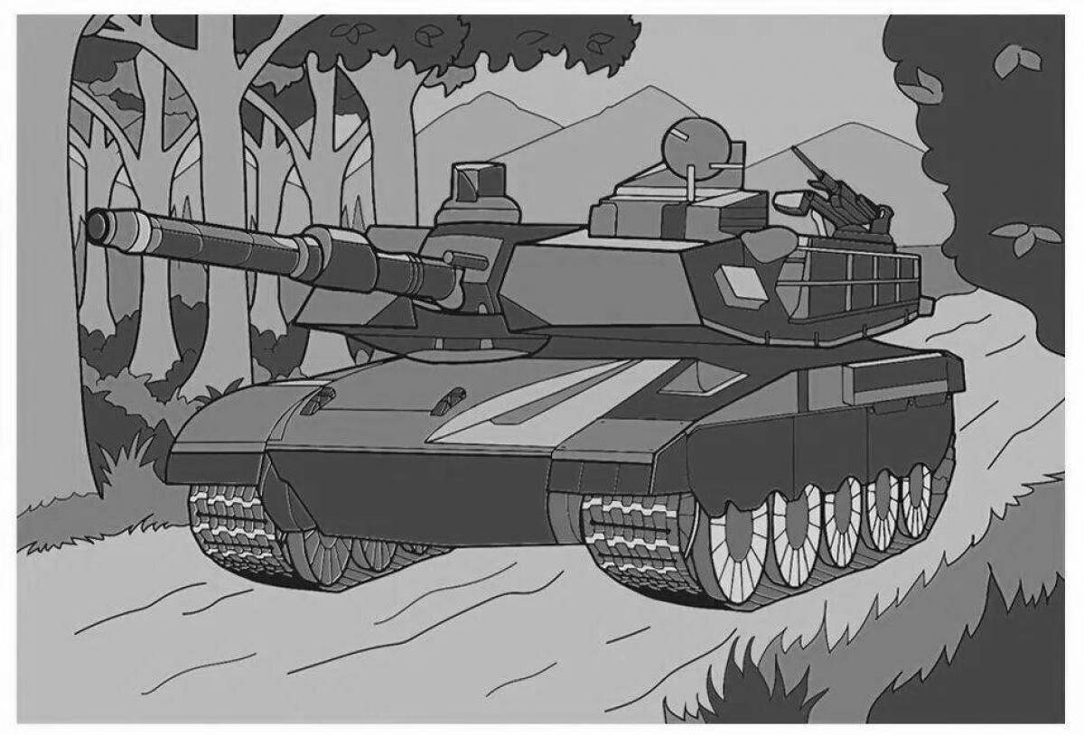 Dramatic tank by numbers coloring book