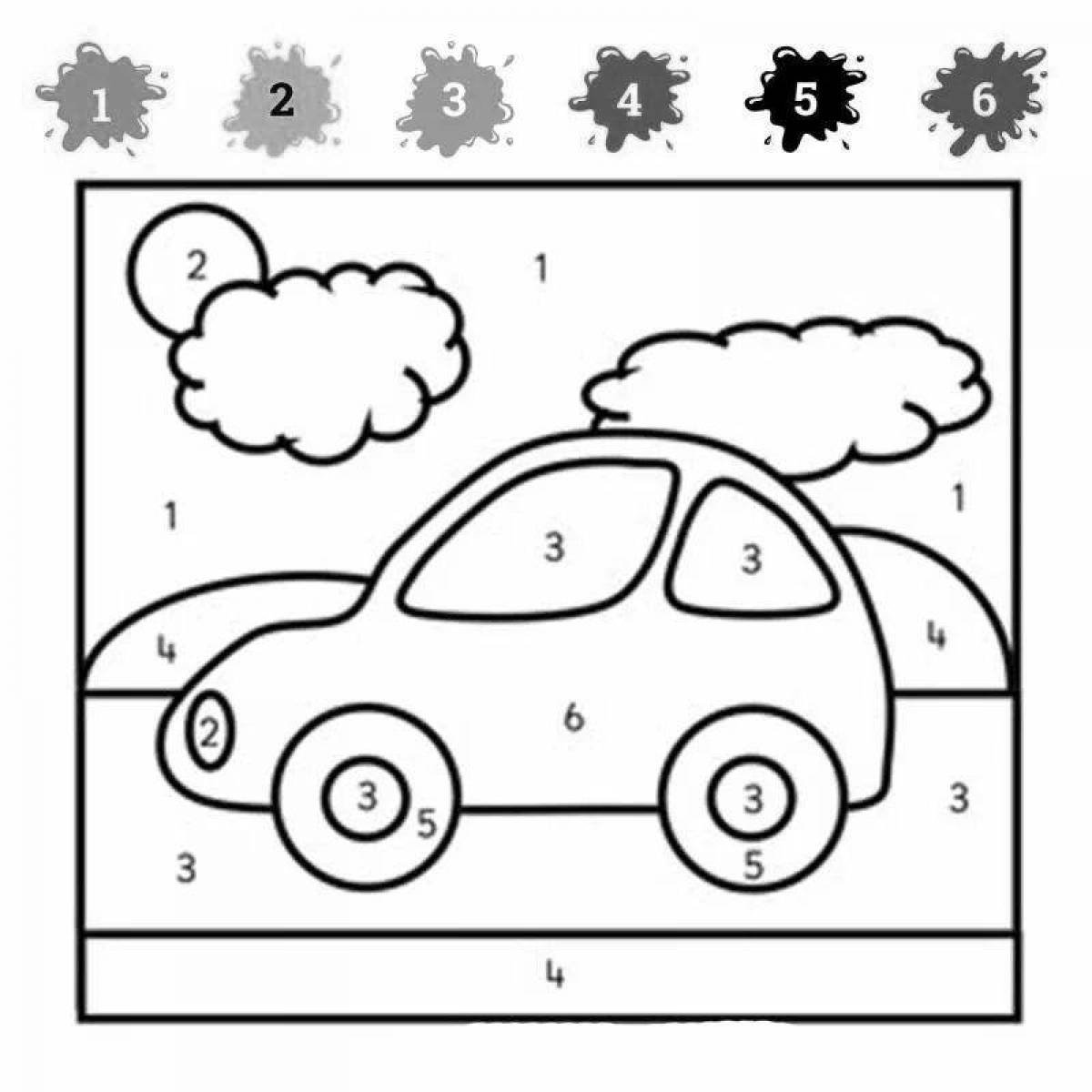 Fun transport by numbers coloring book
