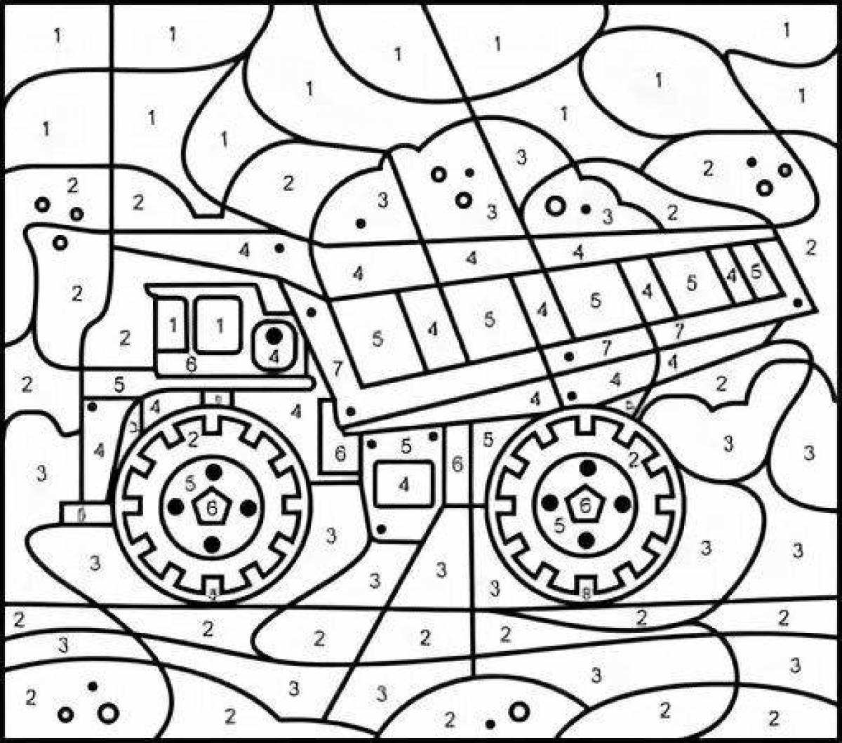Color crazy transport by numbers coloring book