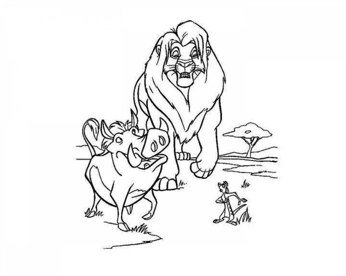 Фото Раскраска сияющий лев и собачка