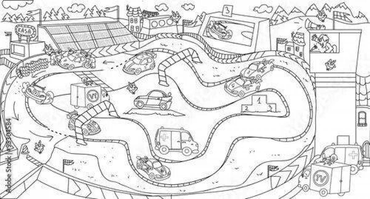Fun track coloring page