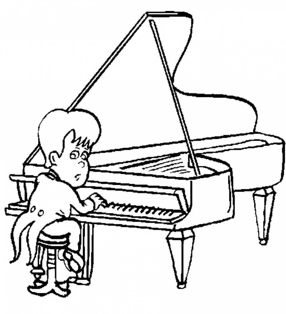 Фото Веселая страница раскраски фортепиано