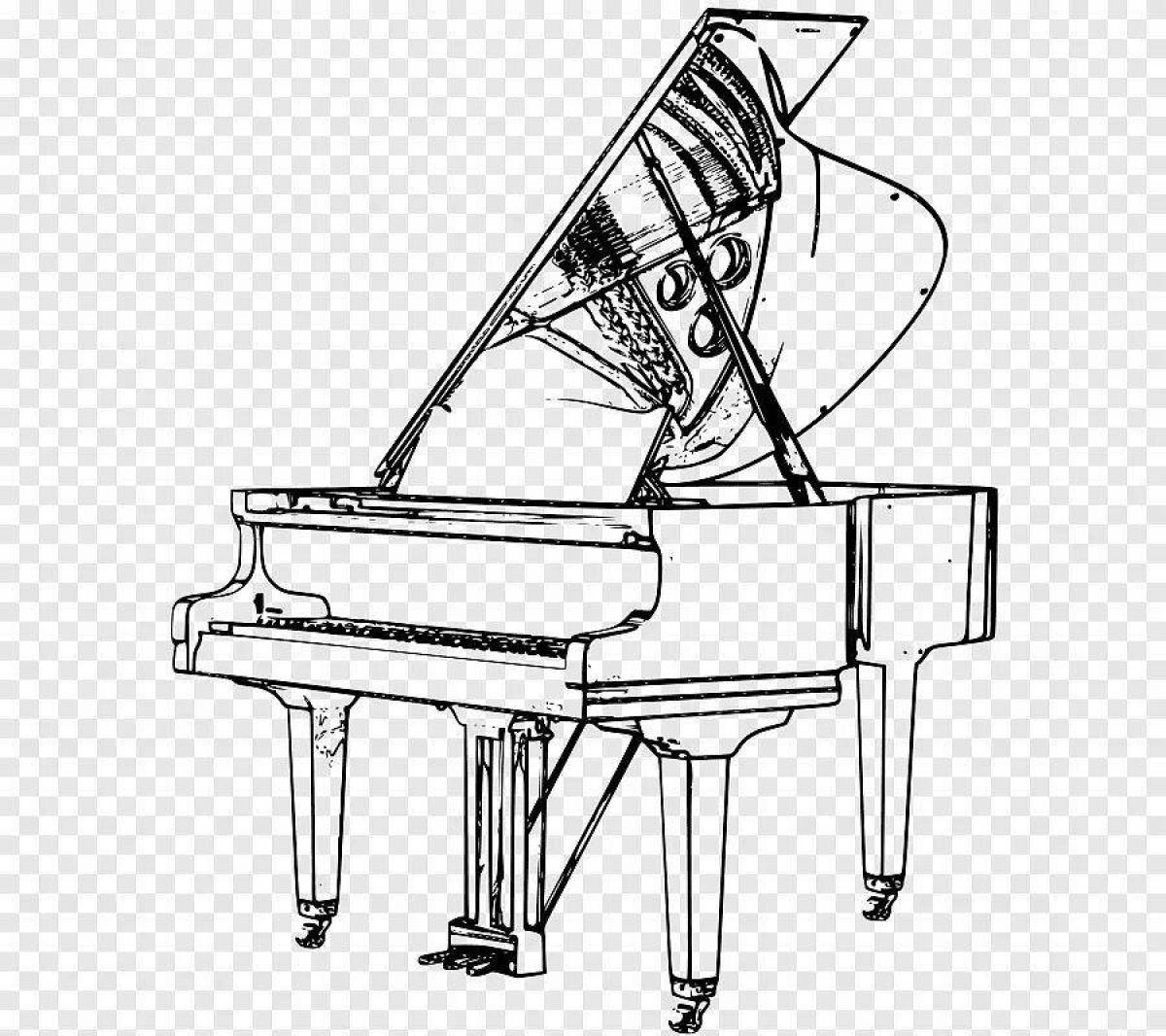 Фото Заманчивая страница раскраски фортепиано