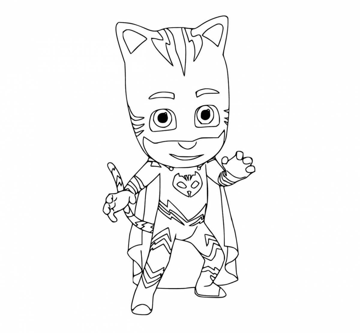 Playful catboy coloring page