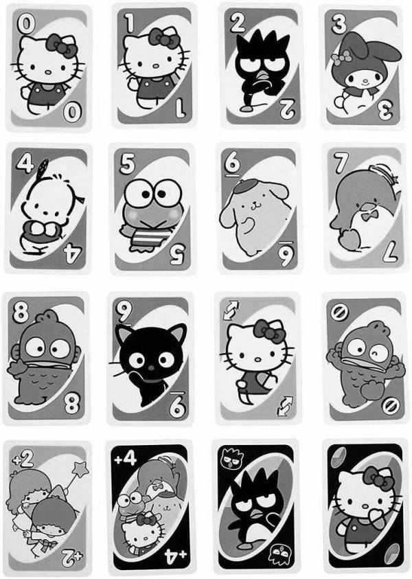 Coloring pages hello kitty uno cards 39 pcs download or print for