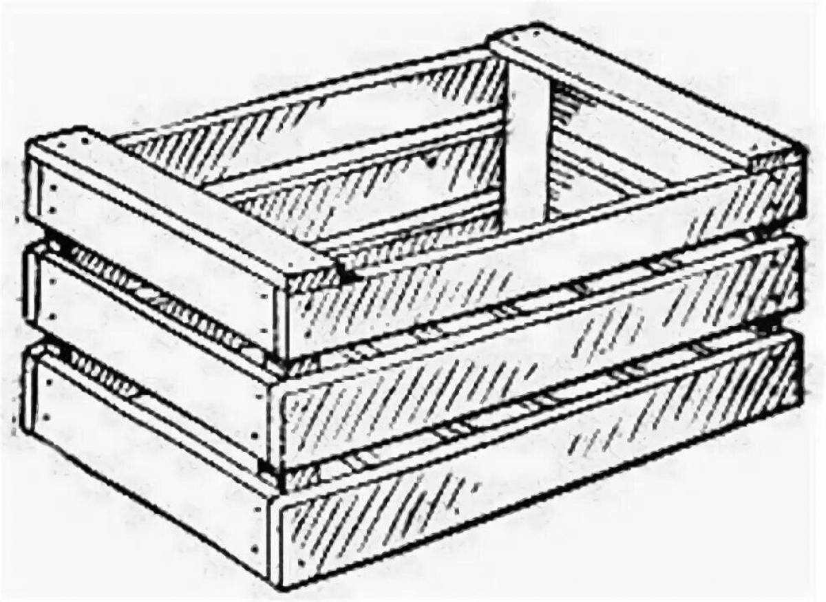 Ящик рисунок. Ящик. Ящик раскраска. Ящик раскраска для детей. Деревянный ящик раскраска.