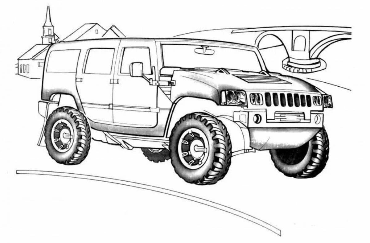 Раскраска внедорожник Hummer h2