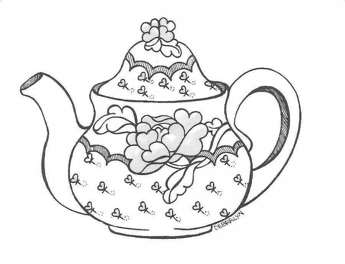 Рисунок чайника. Чайник раскраска. Заварной чайник раскраска. Чайник с кружками для раскрашивания. Раскраска чайник и чашка для детей.