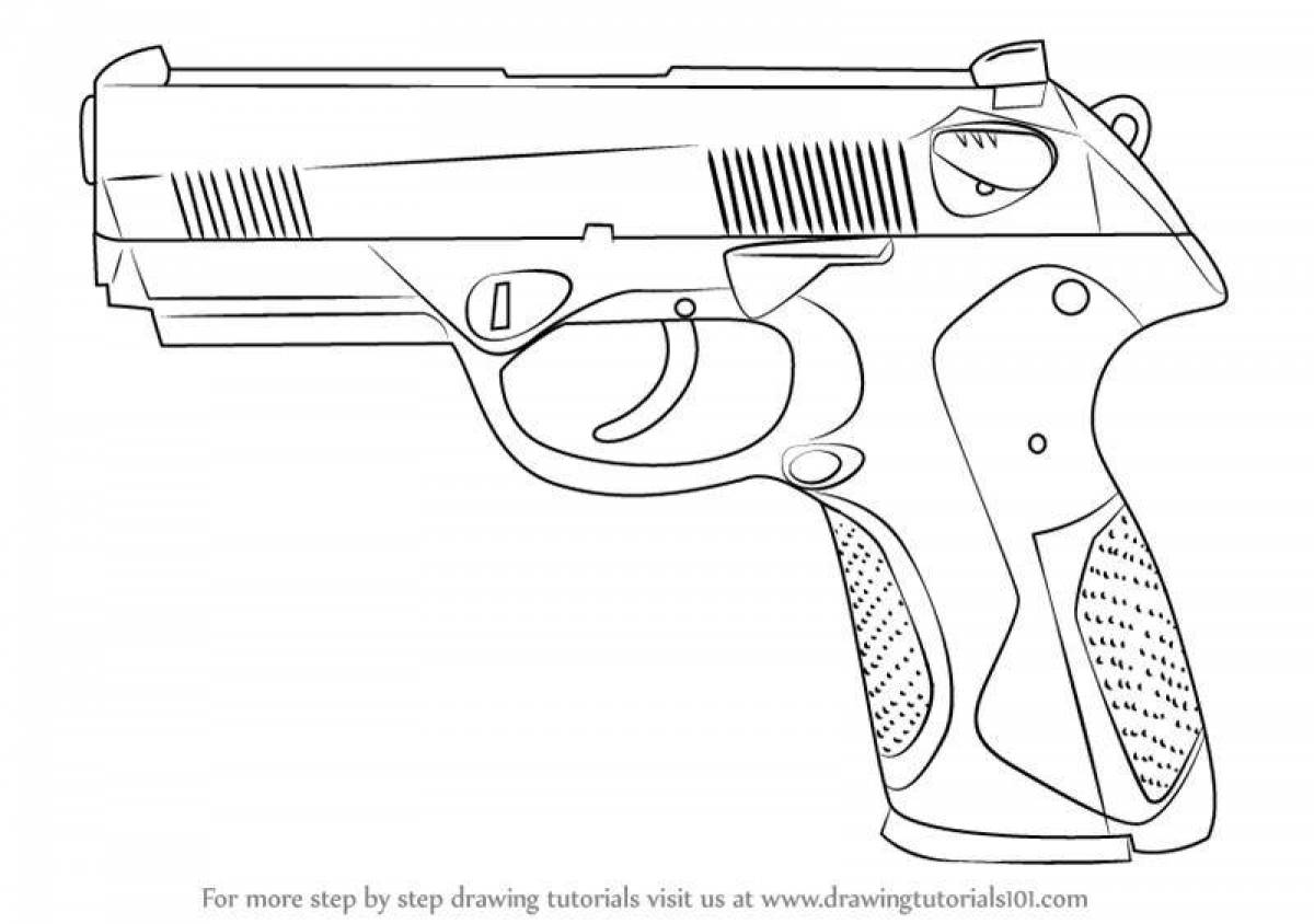 Пистолет картинка раскраска