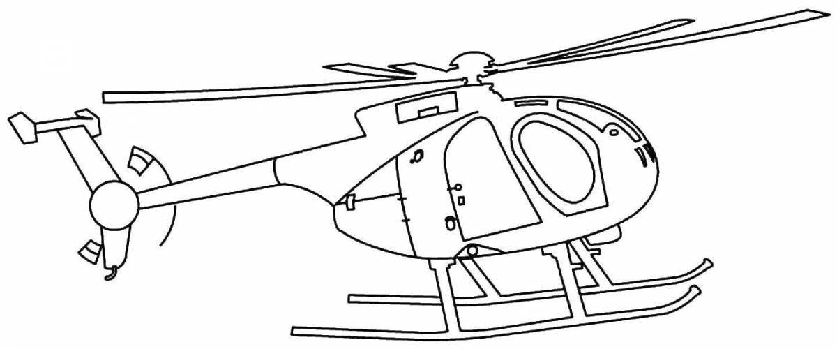 Фото Игривая страница раскраски вертолета