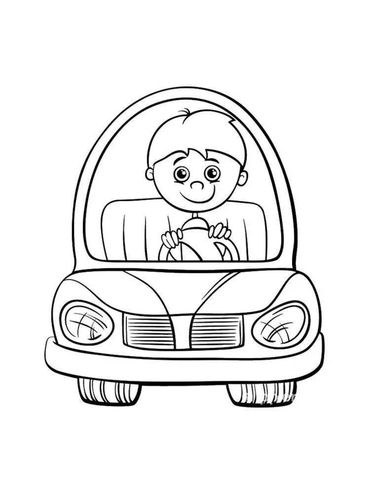 Фото Анимированная страница раскраски шофера
