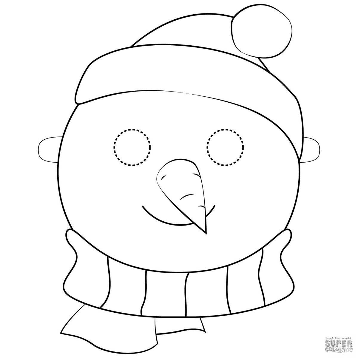 Фото Улыбающаяся раскраска голова снеговика