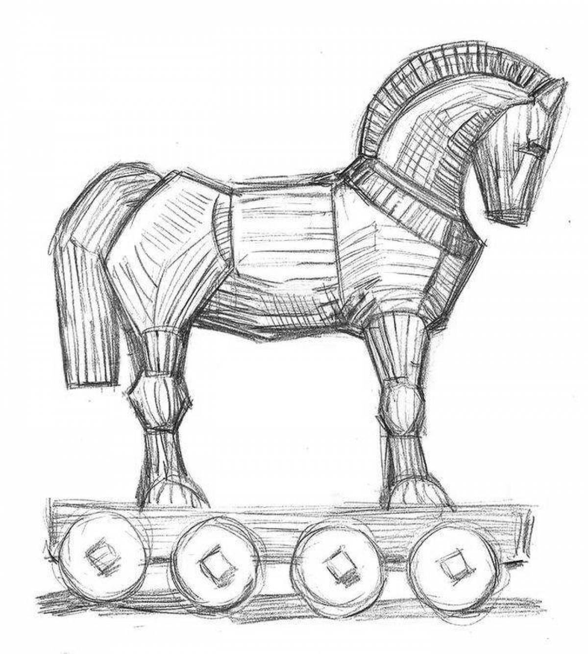 Фото Grand coloring page троянский конь