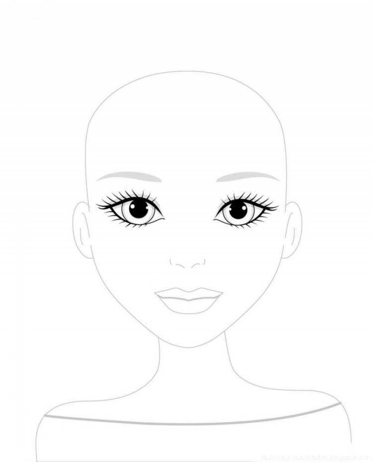 Fantastic doll face coloring page