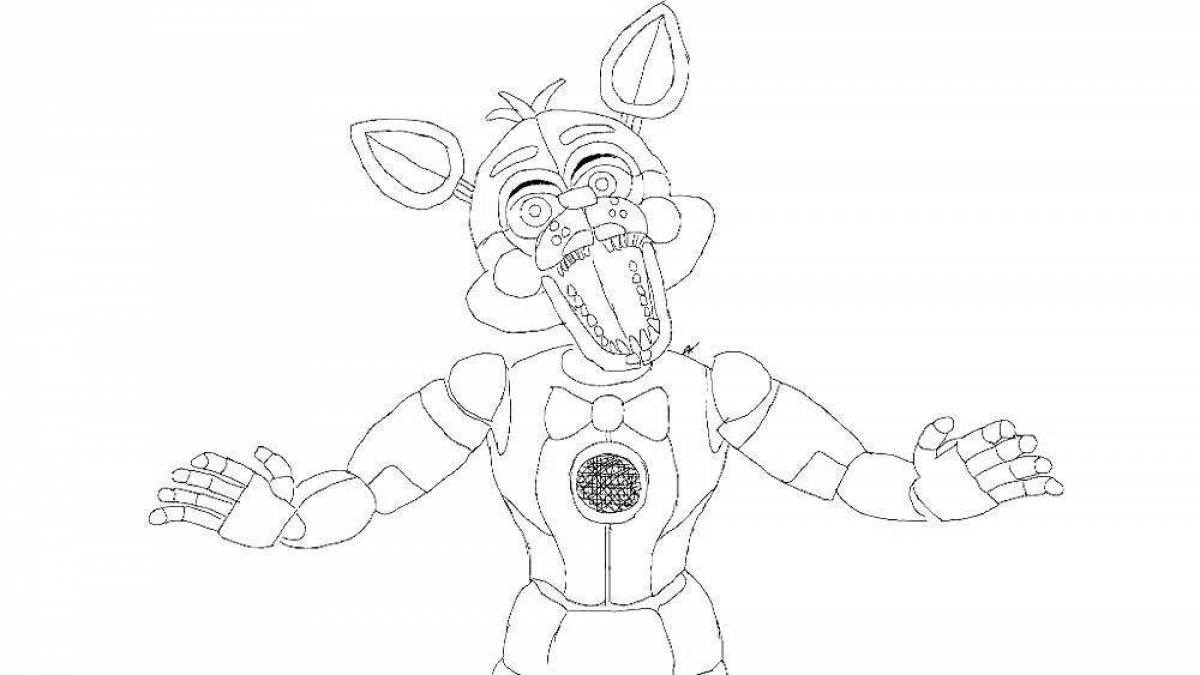 Coloring book glowing old foxy