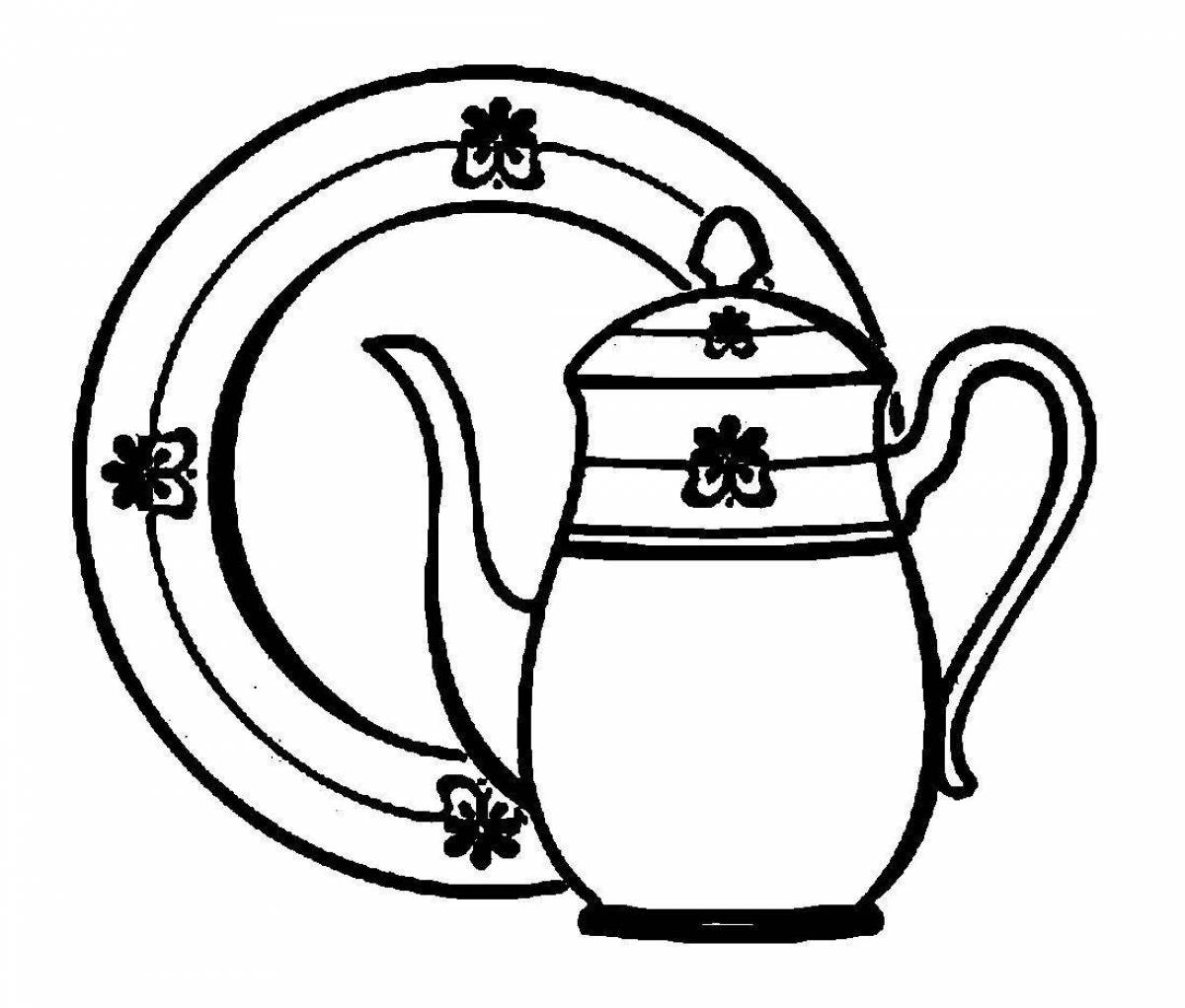 Фото Раскраска сияющая чайная утварь