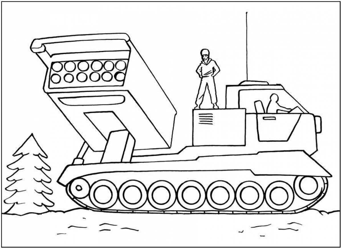 Coloring page impressive Katyusha tank