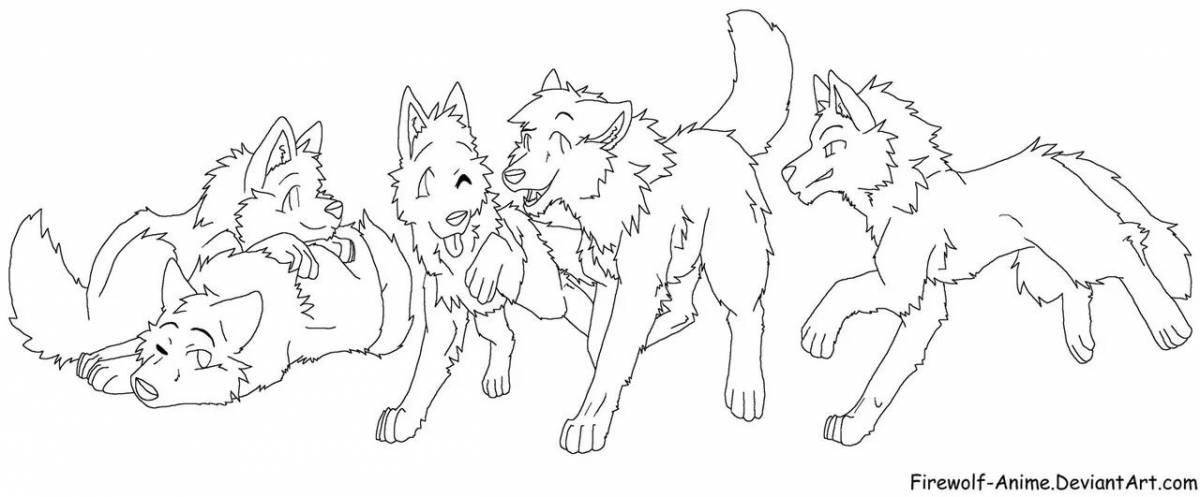 Radiant coloring page anime wolf