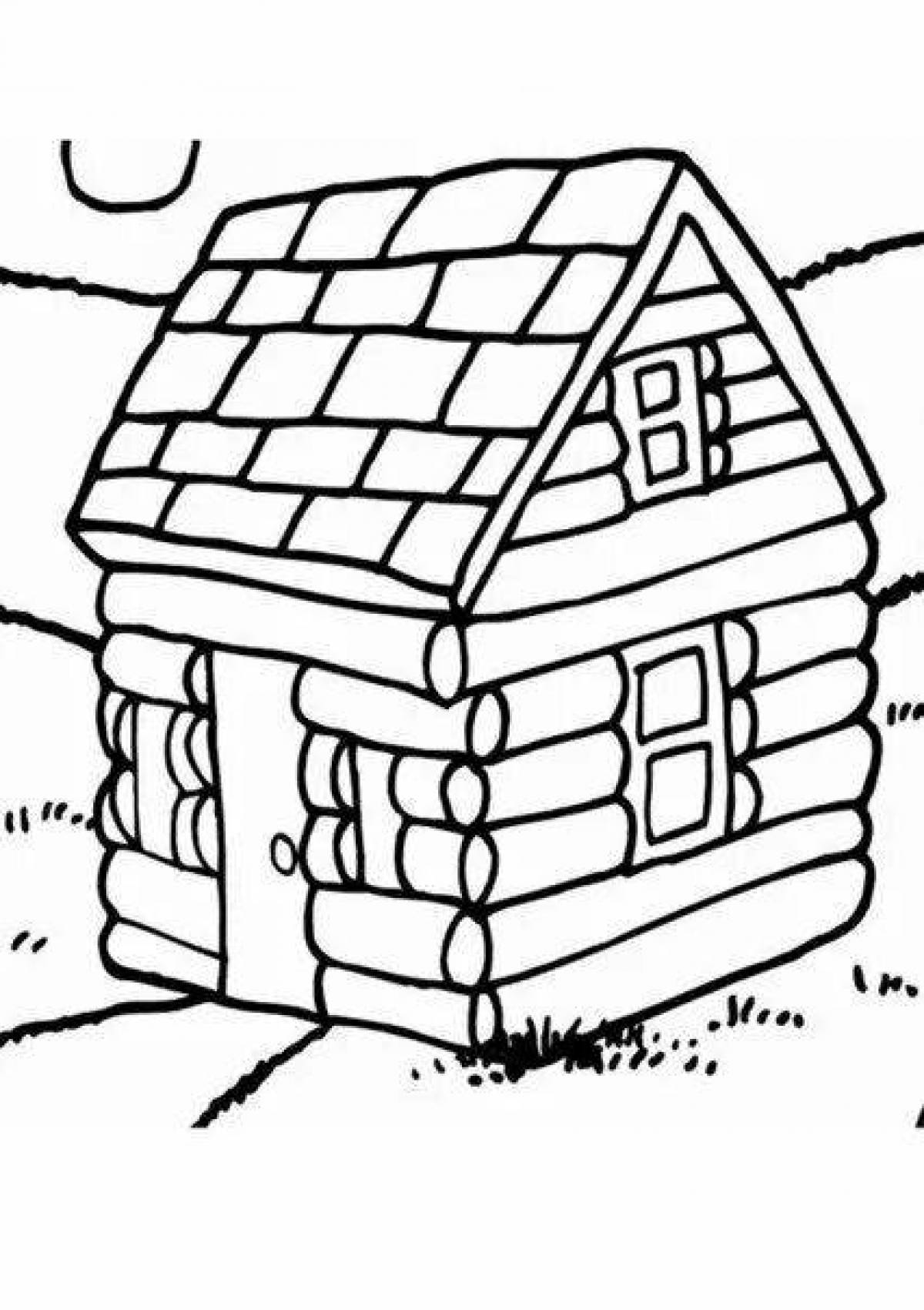 Фото Раскраска безмятежный деревянный дом