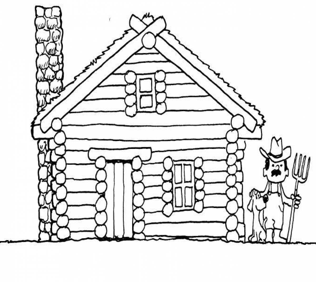 Фото Раскраска деревянный дом