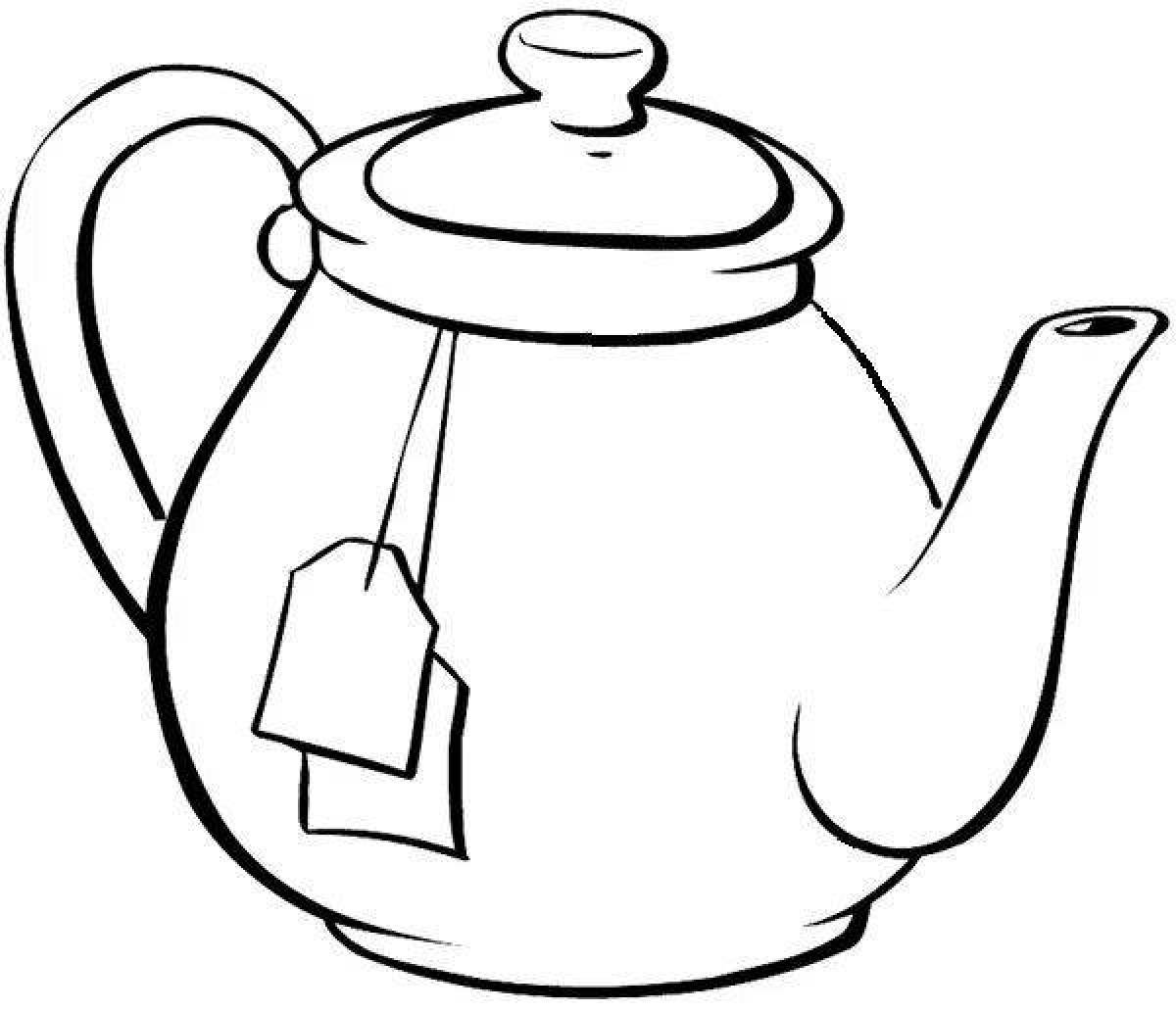 Coloring cute teapot