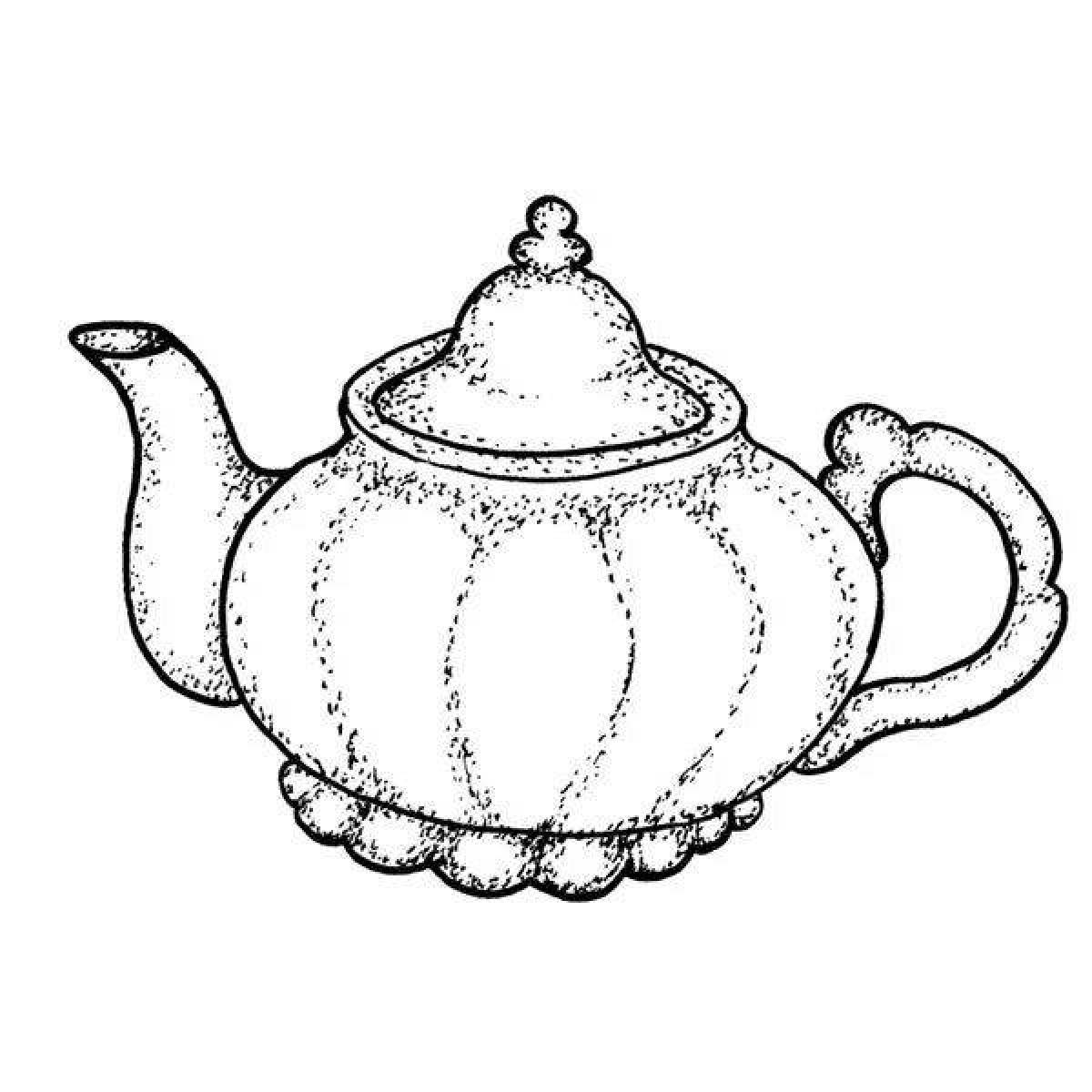 Coloring peaceful teapot