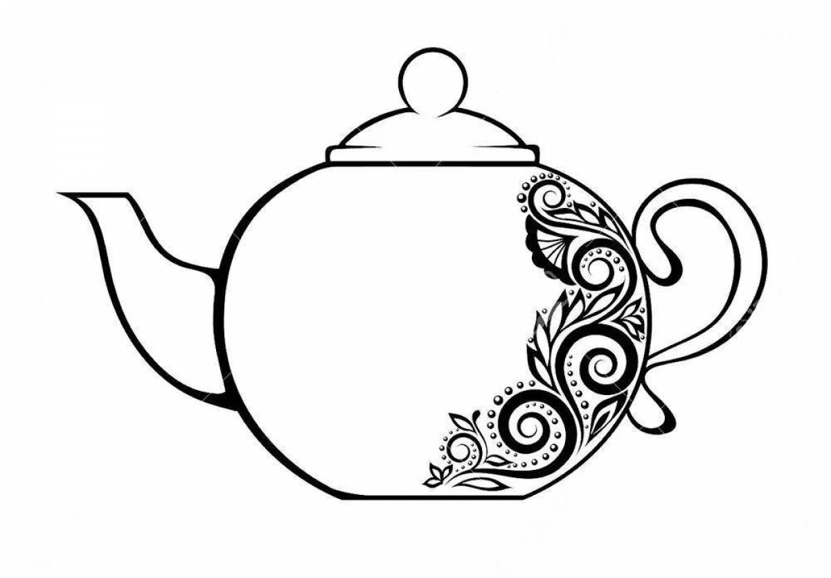 Crazy teapot coloring page